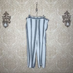 Maurices Black and White Striped Linen Blend Pants with Pockets